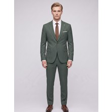 Plus Scorpion Erkek Çizgili Takım Elbise – Slim Fit Modern Kesim Şık Klasik Ceket Pantolon Takım