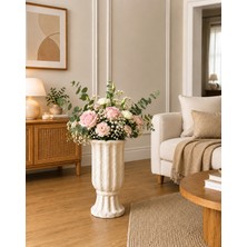 Md Home Modern Şık Polyester Kırılmaz Soft Ecru Derin Vazo Xl Boy