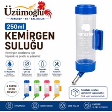 Üzümoğlu 250 ml Kemirgen Suluğu Tavşan, Hamster, Gine Pig ve Fareler Için Paslanmaz Çelik Uçlu Nipel Kafes Suluğu