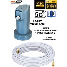 10 Metre Uydu Kablosu Ikili Çıkış 4K Full Hd 3D 2 Li Twin Lnb F Konnektör Pokesat