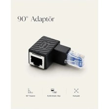 90 Derece Açılı RJ45 Erkek-Dişi L Tipi Ethernet Lan Adaptör Gigabit Destekli Cat5/6/7/8 Uyumlu Dirsek