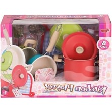 Frefly Store 8 Parça Emaye Tencere Seti - Pembe Renk, Mutfak Için