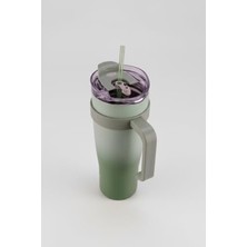 Frefly Store Yeşil Renkli Pipetli Termos Bardak, 1000 ml Kapasite