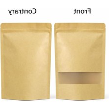 Frefly Store 50'li Paket Pencereli Kraft Doypack Poşetler, Çok Amaçlı Gıda Saklama