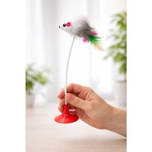 Frefly Store Fare Şeklinde Zıplayan Tüy Oyuncağı, Vantuzlu Kedi Oyuncağı