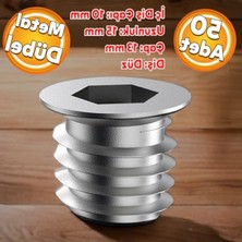 Frefly Store M10 Metal Düz Dişli Ahşap Dübeli - 50 Adet Set