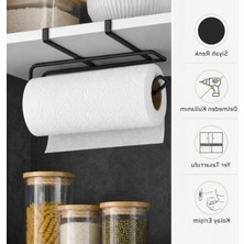Frefly Store Alper Banyo Pratik Solo Havluluk Siyah, Dolap Altı Kağıt Havlu Tutucu, Delmeden Montajlı Mutfak Rulo Havluluk, Askılı Metal Düzenleyici