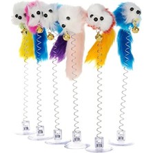 Frefly Store Vantuzlu Fareli Tüylü Peluş Kedi Oyuncağı, Eğlenceli Tasarım