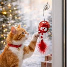 Frefly Store Yılbaşı Temalı Kedi Oyuncağı, Noel Baba Figürlü, Zilli