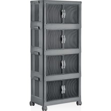 Frefly Store Tekerlekli Portatif Organizer, Çok Amaçlı Katlanabilir Dolap, Kapaklı