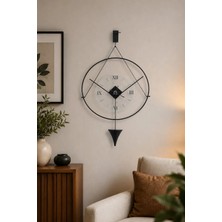 Bablo Meridyen Black Klasik Sessiz Mekanizma Metal Gövde Temperli Cam Duvar Saati G50xY90 cm