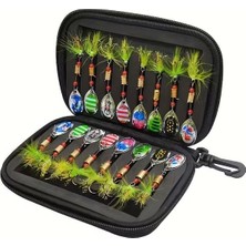 Frefly Store 16 Parça Tüylü Spinner Kaşık Yem Seti, Kutulu Balıkçılık