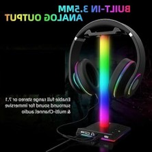 Frefly Store Rgb Işıklı Kulaklık Tutucu, USB Hub ile Dokunmatik Kontrol ve Kaymaz Taban