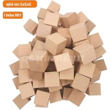 Frefly Store Ahşap Küp Seti, 2X2X2 cm - 100 Adet Ham Ahşap ile El Yapımı Aktiviteler
