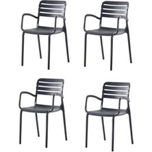 Frefly Store Antrasit Renkli 4'lü Sandalye Paketi, Modern Tasarım