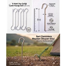 Yaylink 6 Adet Kalın Yüksek Dayanımlı Çelik Kamp Çadır Branda Tente Kazığı Gölgelik Sabitleme Çivisi (20 cm x 4.5 mm)