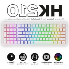 Frefly Store Hawk Gaming HK210 Membrane Rainbow Type C Kablolu Full Türkçe Gaming Klavye (Beyaz)