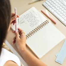 Frefly Store A5 Spiralli Düz Çizgisiz Defter, Keten Kapak, Lila Renk