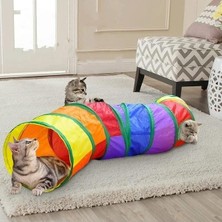 Frefly Store Katlanabilir Gökkuşağı Kedi Tüneli Oyun ve Eğlence Için Uzun
