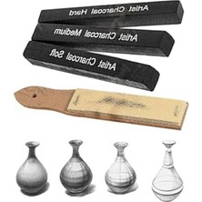 Frefly Store 3'lü Kömür Füzen Seti ve Zımpara ile Yassı Çizim Için Gölgelendirme