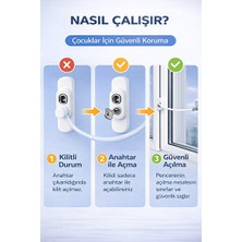 Novélune Koruyucu ve Kilit: Güvenli Pencere Koruma Kilidi Anahtarlı Pvc Cam Kilidi Bebek Emniyet