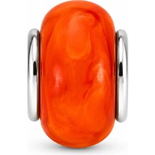 Poseidons Jewellery Coral Glow Murano Cam Charm – Mercan Kırmızısı El Yapımı Cam Boncuk