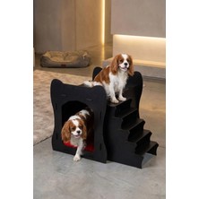 Empressco Köpek Kulübesi Ahşap Köpek Evi Beyaz Siyah Model 3
