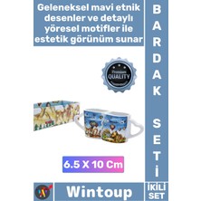 Wintoup #bardak Etnik Desen 2li Lüks Tasarım Şık Yöresel Motifli Kahve Çay Içecek Porselen Kupa Bardak Seti