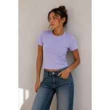 Alexander Gardi Bisiklet Yaka Basic Crop T-Shirt