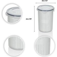 Frefly Store Zeytinlik ve Turşuluk Saklama Kabı | 1,5 Litre | Süzgeçli ve Klipsli Kapak