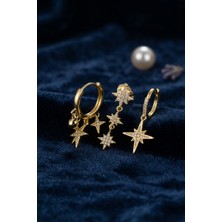 Havor Kutup Yıldızı Model Gold Renk 3 Lü Küpe Set
