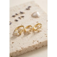 Havor 3 Lü Set Çiçek Model Gold Renk Kadın Küpe