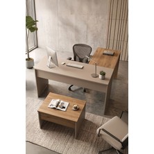 Robin Home Opus Yönetici Ofis Takımı Makam Takımı 2 Parça Çalışma Masası Sehpa Sepet-Kumsal
