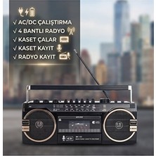 Novélune Nostaljik Radyo: Retro Kaset Çalar Müzik Seti, Bluetooth ve Fm Radyo Özelliği ile