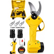 SCHUTZENGER Şarjlı Dal Budama Makası Çift Akülü 3 Yedek Bıçaklı Sarı RP77 Pro C7 Motor Bağ Makası