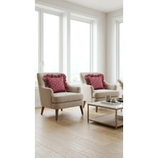 Kesene Göre 2 Adet %100 Pamuk Simli Bordo Kar Taneli Desenli Fırfırlı Kırlent Kılıfı 40X40