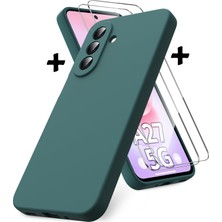 M.TK Moveteck Samsung Galaxy A27 Kılıf Kamera Korumalı Yumuşak Renkli Mat Silikon + 9h Ekran Koruyucu Cam 2in1 Set