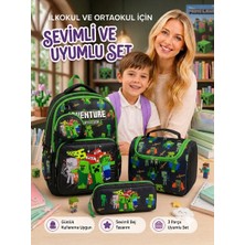 Pairla 4'lü SET Erkek Çocuk Okul Çantası Seti Ilkokul Ortaokul Okul Çantası Su Geçirmez Sırt Çantası Beslenme Çantası Kalemlik Ergonomik Hafif Dayanıklı Geniş Hacimli Okul Seti