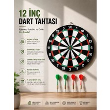 Midas Toptan Home 12 Inç Ahşap Dart Tahtası 4 Adet Metal Uçlu Dart Oku Dahil