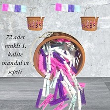 Novélune Çamaşır Kurutmalık: Mandal ve Maşa Seti - 72 Adet Mandal ve Sepetli Maşa