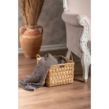 Novélune Sepet: El Yapımı Hasır Kare - 25X25X20 Cm, Çok Amaçlı ve Hediyelik