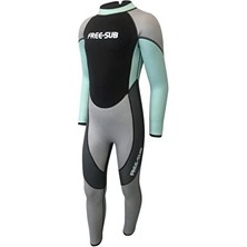 Novélune Dalış Elbisesi: 3mm Çocuk Sörf ve Dalış Wetsuit - Turkuaz Renkli, Esnek ve Sıcak Tutucu