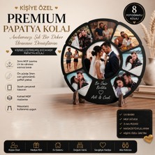 Kutup Yıldızı Tasarım Atölyesi Kişiye Özel 8 Fotoğraflı Premium Papatya Kolaj Çerçeve | 20CM Masaüstü Dekoratif Ahşap Tablo Çerçeve | Sevgiliye & Yıldönümü Hediyesi
