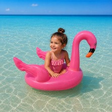 Novélune Şişme Havuz & Aksesuarı: Sevimli Flamingo Desenli Çocuk Simidi