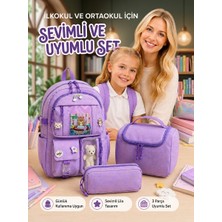 Pairla Okul Çantası Seti Kız Çocuk 3'lü Ilkokul Ortaokul Okul Çantası Su Geçirmez Sırt Çantası Beslenme Çantası Kalemlik Ortopedik Ergonomik Hafif Dayanıklı Geniş Hacimli Okul Seti