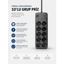 Midas Toptan Home Termal Akım Korumalı USB Type-C Girişli 10'lu Grup Priz 2500W Güç Kapasitesi (Kopya)