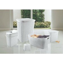 Novélune Çamaşır Sepeti: Rattan Banyo Seti, Estetik ve Fonksiyonel 5 Parça Tasarım