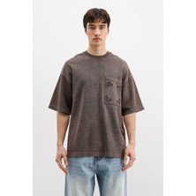 Vamos Oversize Baskılı Tişört Kahve