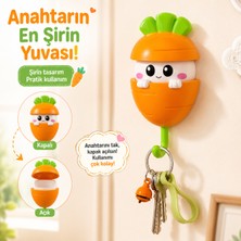 Eşya Dünyası Sevimli Havuç Anahtarlık Askısı Gizli Kancalı Yapışkanlı Duvar Askısı | Banyo Mutfak Antre Anahtar Havlu Organizeri