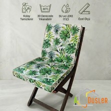 Düşler Ev Tekstili 40X80 Tropikal Palmiye Yeşil Yaprak Monstera Desenli Su ve Leke Itici Duck Kumaş Fermuarlı Bağcıklı Biyeli Sandalye Minderi 5 cm